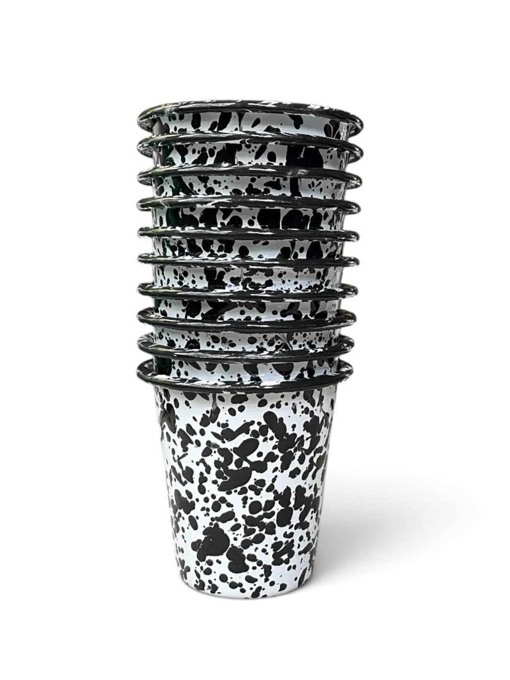 NWOT Crow Canyon Home Black Splatter Short Tumblers, Set of 10